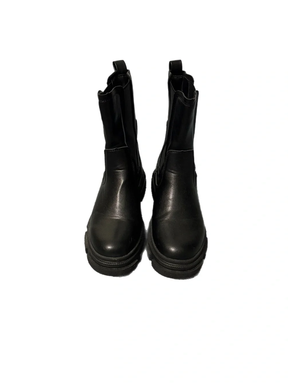 Yetier Women’s Black Lug-Sole Chelsea Ankle Boots